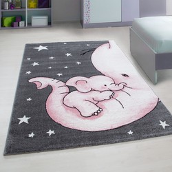 Kids Kinderkamer Olifant Roze vloerkleed - - 200 X 290 CM