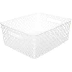 5Five Opbergmand/box van kunststof - wit - 29 x 35 x 13 cm - 11 liter - Opbergmanden