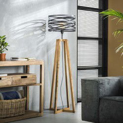 Vloerlamp 1-Lichts - Metaal - Houten Frame - Lamp Twist