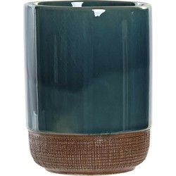 Badkamer tandenborstelhouder / drinkbeker - polystone - emerald groen - 8 x 10 cm - Tandenborstelhouders