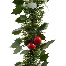 Decoris kerstslinger hulst - groen - 270 cm - kunststof - guirlande - Guirlandes