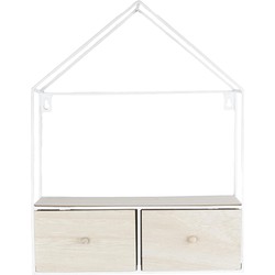 Wandkast House - Wit, Houten lades - 34x12,5x43cm