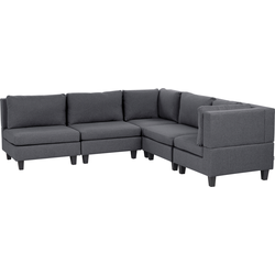 UNSTAD - 5-zitsbank modulair - Donkergrijs - Linkszijdig -  Polyester
