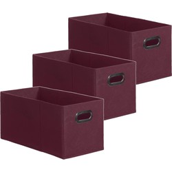 Set van 3x stuks opbergmand/kastmand 7 liter aubergine paars linnen 31 x 15 x 15 cm - Opbergmanden