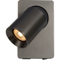 Strakke wandspot puur design staal LED Dimb GU10 5W 3000K USB zwart