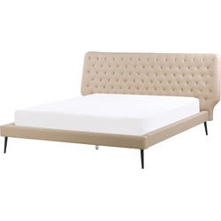 Beliani ESSONNE - Tweepersoonsbed-Beige-Kunstleer