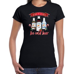 Bellatio Decorations fout kersttrui t-shirt dames - IJskoud bier - zwart - Christmas beer M - kerst t-shirts