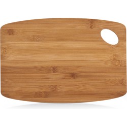 1x Rechthoekige bamboe houten snij/serveerplanken met ophangoog 34 cm - Snijplanken