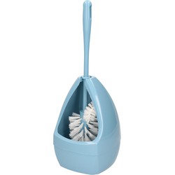 Wc-borstel/toiletborstel met randreiniger inclusief houder lichtblauw 39.5 cm van kunststof - Toiletborstels