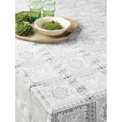 Bellatio Design Tafelkleed - kant patroon - wit - 140 x 180 cm - Tafelzeilen