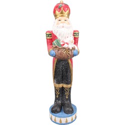 Clayre & Eef Beeld Kerstman 82 cm Rood Blauw Polyresin Kerstdecoratie