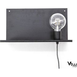Wandplank met Lamp - Industrile Wandplank van Metaal - Wandplankje - 38 x 15 x 20 cm