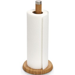 Zeller keukenrolhouder - bamboe hout - rond - 16 x 32cm - keukenpapier - Keukenrolhouders