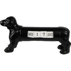 Clayre & Eef Kalender Hond Zwart Polyresin