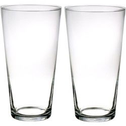 Vaas transparant - 2x - 30 cm - glas - Conische bloemenvaas - vazen - Vazen