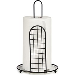 Stijlvolle basic metalen keukenrolhouder zwart 18 x 31 cm - Keukenrolhouders