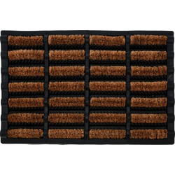 Deurmat/droogloopmat - voor buiten/binnen - zwart - rubber/kokos - 60 x 40 cm - Deurmatten