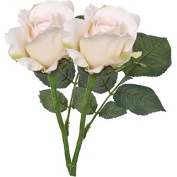 2x Kunst rozen zalm wit 30 cm kunstbloemen - Kunstbloemen