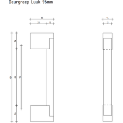 Deurgreep Luuk - zwart - 96 mm - Industrieel - Handgreep - Kastgreep - Ladegreep
