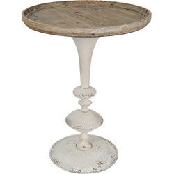 Clayre & Eef Bijzettafel Bruin Wit Hout