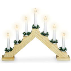 2 stuks - Kaarsenbrug hout 7 led naturel
