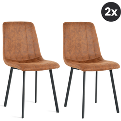 2x Eetkamerstoel Minsk - Microleder - Cognac