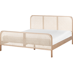 Beliani GONFARON - Tweepersoonsbed-Bruin-Dennenhout