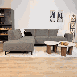 Hoekbank Ravi – Chenille Gemêleerd Taupe – Links