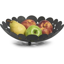 Ronde fruitschaal/fruitschalen van metaal zwart 29 cm - Fruitschalen