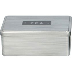 Theeblik - zilver - aluminium - 18 x 11 x 7 cm - rechthoekig - Theedozen