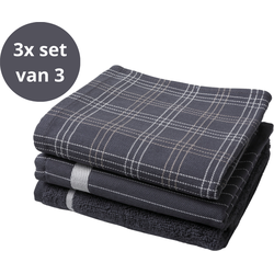 Twentse Damast - 3 x 3PACK Keukentextiel Mix&Match - Antraciet