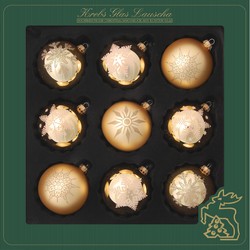 18x stuks luxe gedecoreerde glazen kerstballen goud 8 cm - Kerstbal