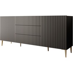 Meubella Dressoir King - Mat zwart - 180 cm - Met lades