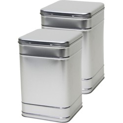 Vierkant opbergblik/bewaarblik - 2x - zilver - 16 x 25 cm - Voorraadblikken - Voorraadblikken