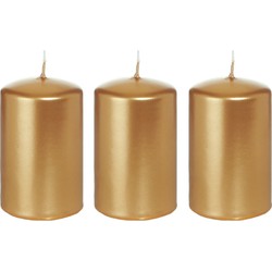 3x Kaarsen goud 5 x 8 cm 18 branduren sfeerkaarsen - Stompkaarsen