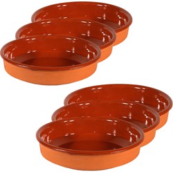 6x Terracotta tapas borden/schalen 26 cm en 24 cm - Snack en tapasschalen