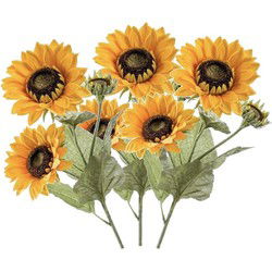 Kunstbloem Zonnebloem tak - 3x stuks - 62 cm - geel - kunst zijdebloem - Kunstbloemen
