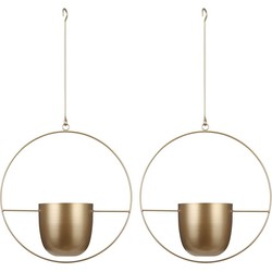 Mica Decorations Plantenpot - 2x - IJzer - goud - L34 x W14 x H65 cm - Plantenpotten