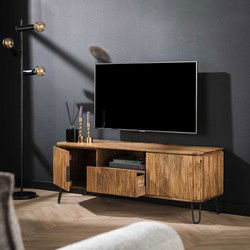 TV-Meubel Mangohout - 135x40x50cm - Incl. Achterwand - Wave