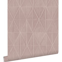ESTAhome eco-texture vliesbehang origami motief oudroze - 0,53 x 10,05 m - 148709