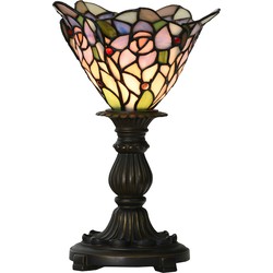 LumiLamp Tiffany Tafellamp  Ø 20x30 cm Roze Paars Glas Tiffany Bureaulamp