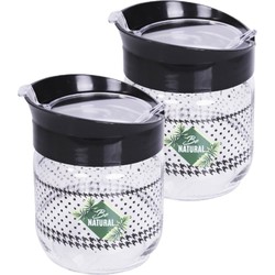 Suikerpot met lepel 2x van glas 350 ml - Voorraadpot