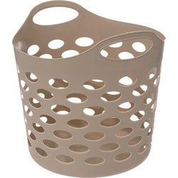 5Five Flexibele wasmand/opbergmand - beige - 28 liter - D39 x H54 cm - Wasmanden