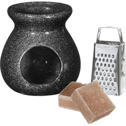 Ideas4seasons Amberblokjes/geurblokjes cadeauset - sandelhout - inclusief geurbrander en mini rasp - Geurbranders