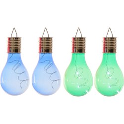 4x Buitenlampen/tuinlampen lampbolletjes/peertjes 14 cm blauw/groen - Buitenverlichting