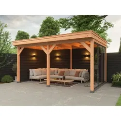 Douglas DIY overkapping, 500 x 300, met achterwand en zijwand, Westwood, zwart gespoten