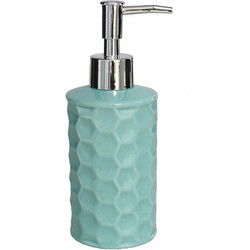 Zeepdispenser / Zeeppompje - Keramiek Collectie Flora - Groen - 260ml - 6.5 x 7.5 x 18 cm