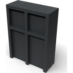 Litru Quatro zwart Brievenbus met 4 bussen L75 x B30 x H100 cm