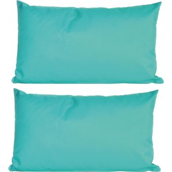 2x Bank/sier kussens voor binnen en buiten in de kleur aqua blauw 30 x 50 cm - Sierkussens