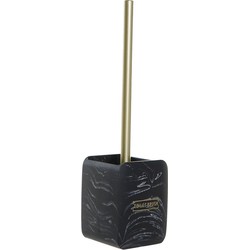 Items Toiletborstel marmer look - zwart - polyresin - 37 cm - Toiletborstels